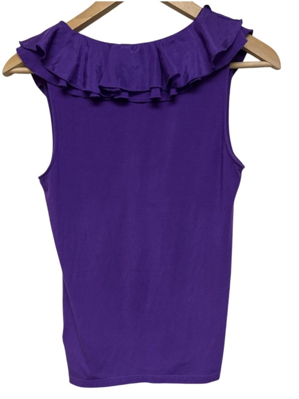 Lauren Ralph Lauren Women's Tank Top Purple Ruffle Yoke Sleeveless Rayon XS - Picture 3 of 7